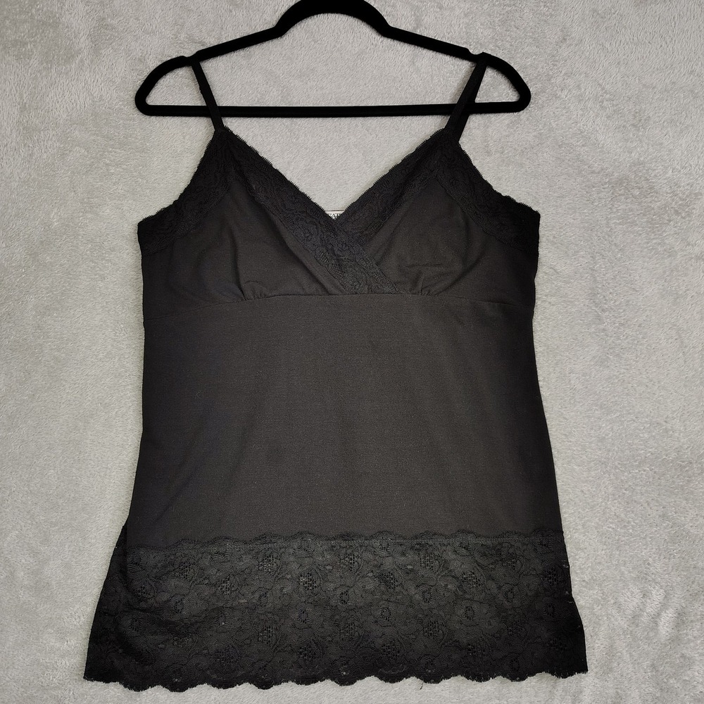 Cato Black Lace Trim Cami Size M Feminine Layering Piece y2k babydoll scene M